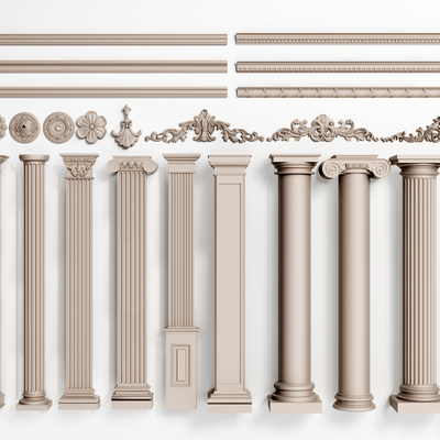  欧式罗马柱su模型 