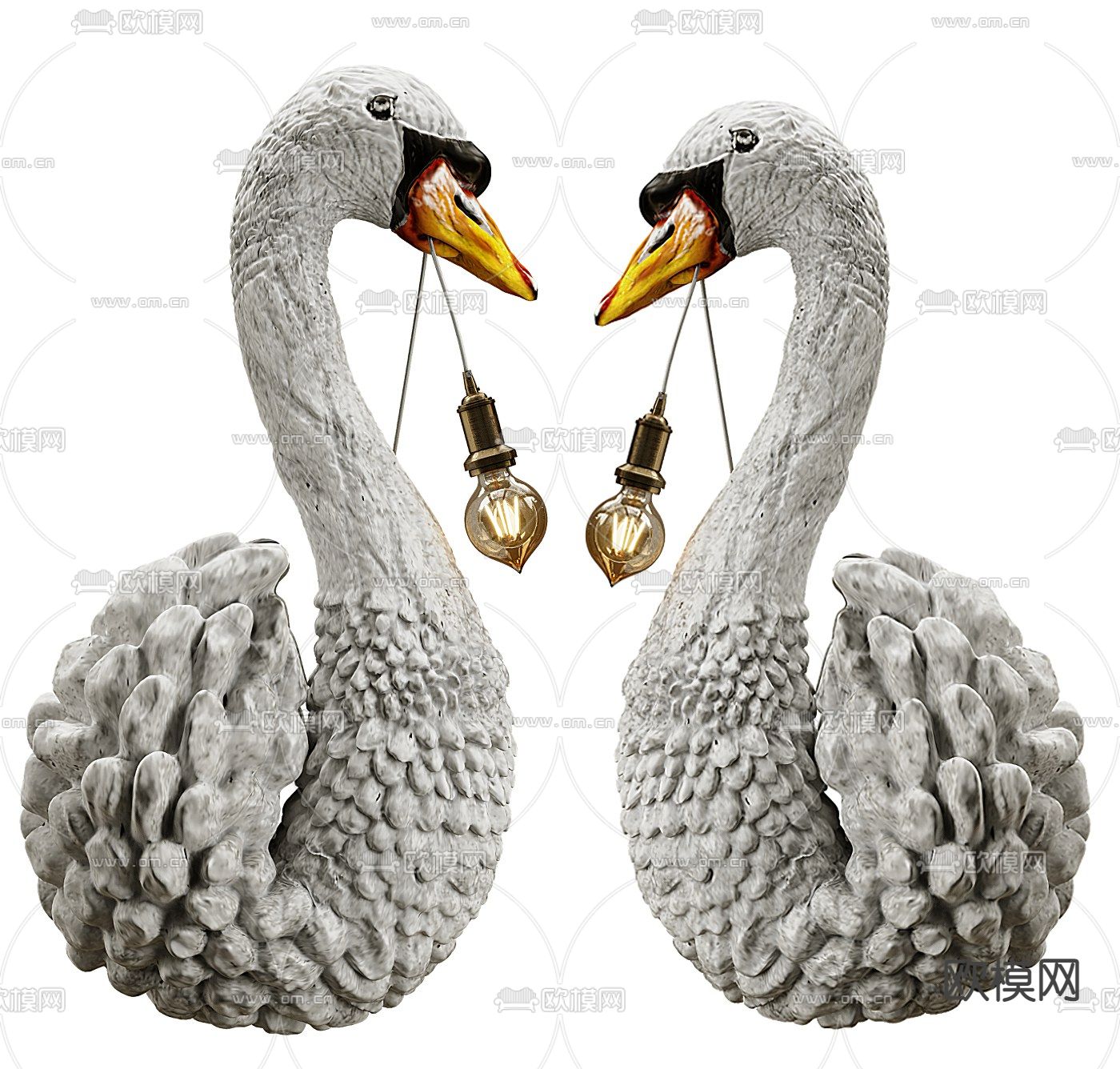 现代天鹅雕塑台灯3d模型下载