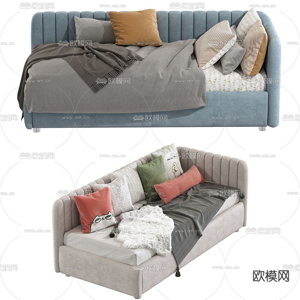 现代布艺沙发床3d模型下载（渲染图2）