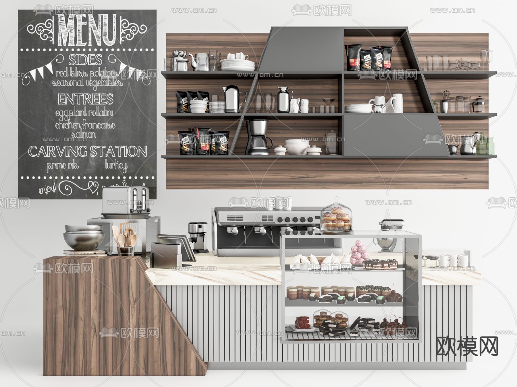 现代咖啡厅收银台-sketchup模型_sketchup模型库_建E室内设计网!