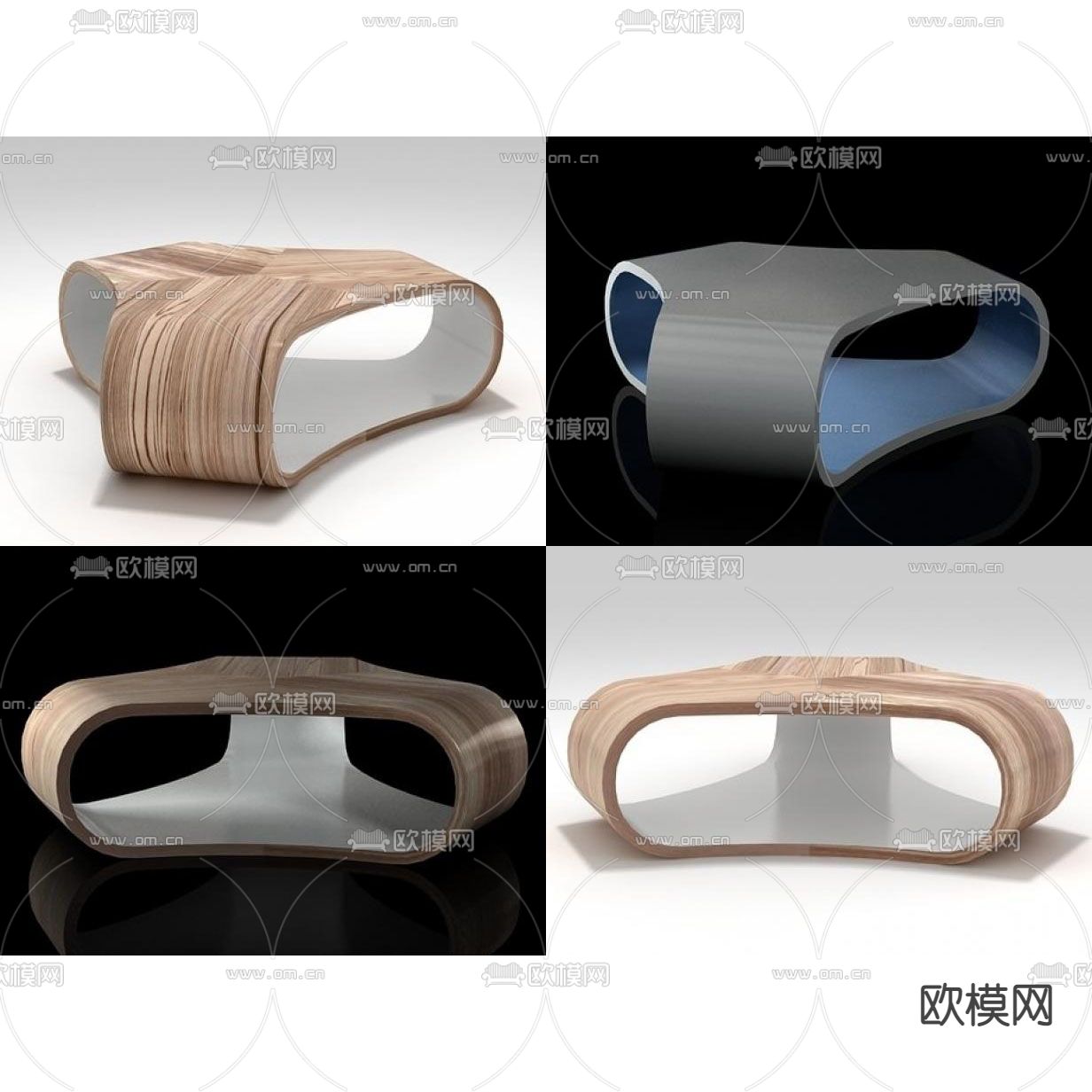 现代简约实木公用椅免费3d模型下载