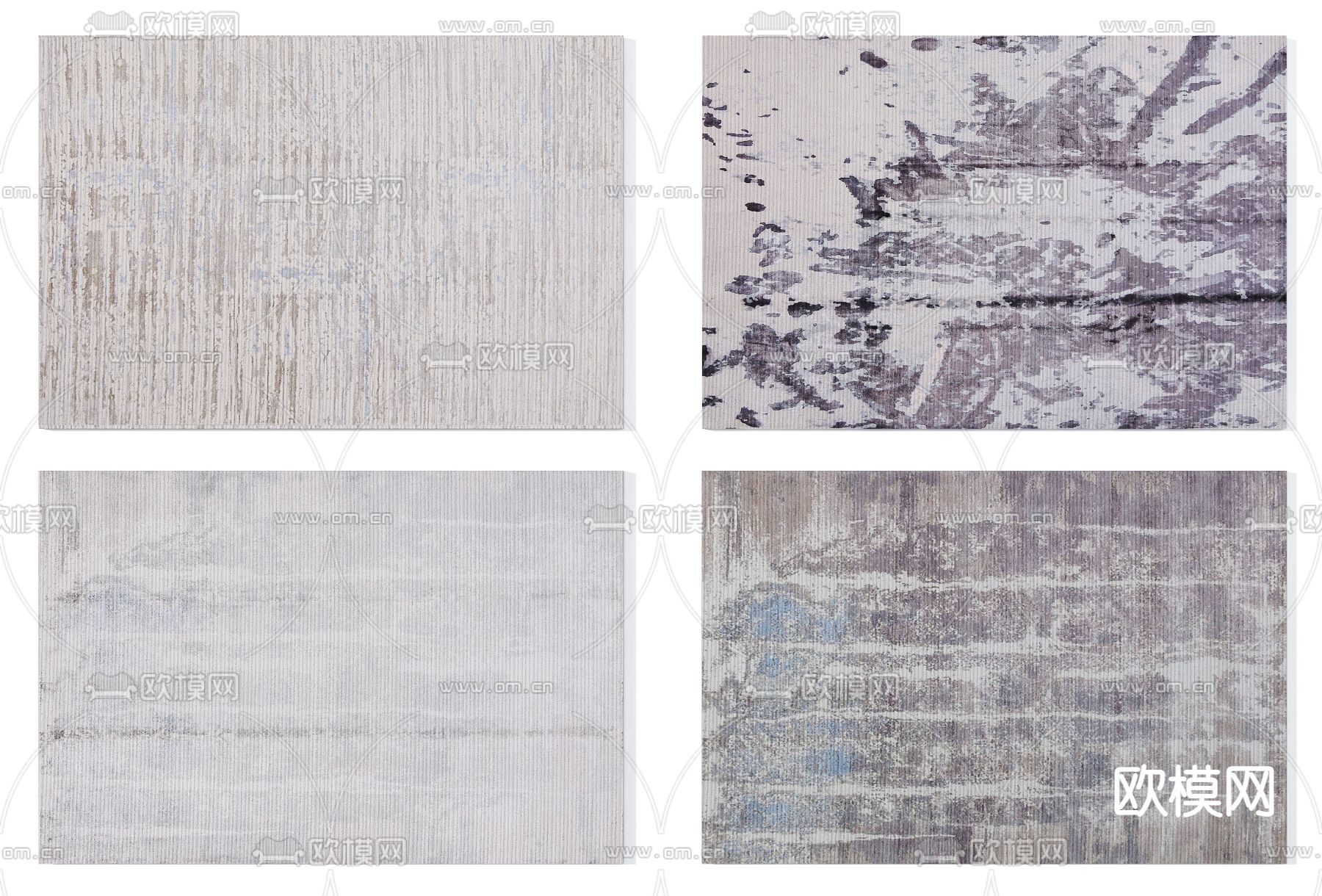 现代布艺方形地毯3d模型下载