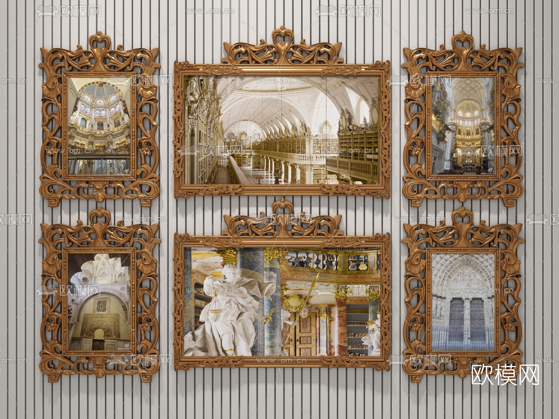 欧式古典建筑装饰画3d模型下载