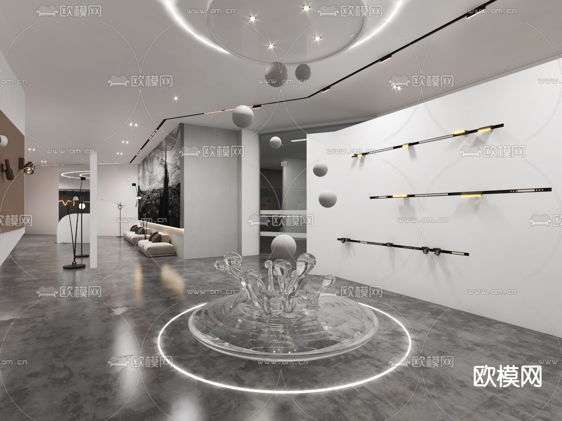 现代灯具展厅3d模型