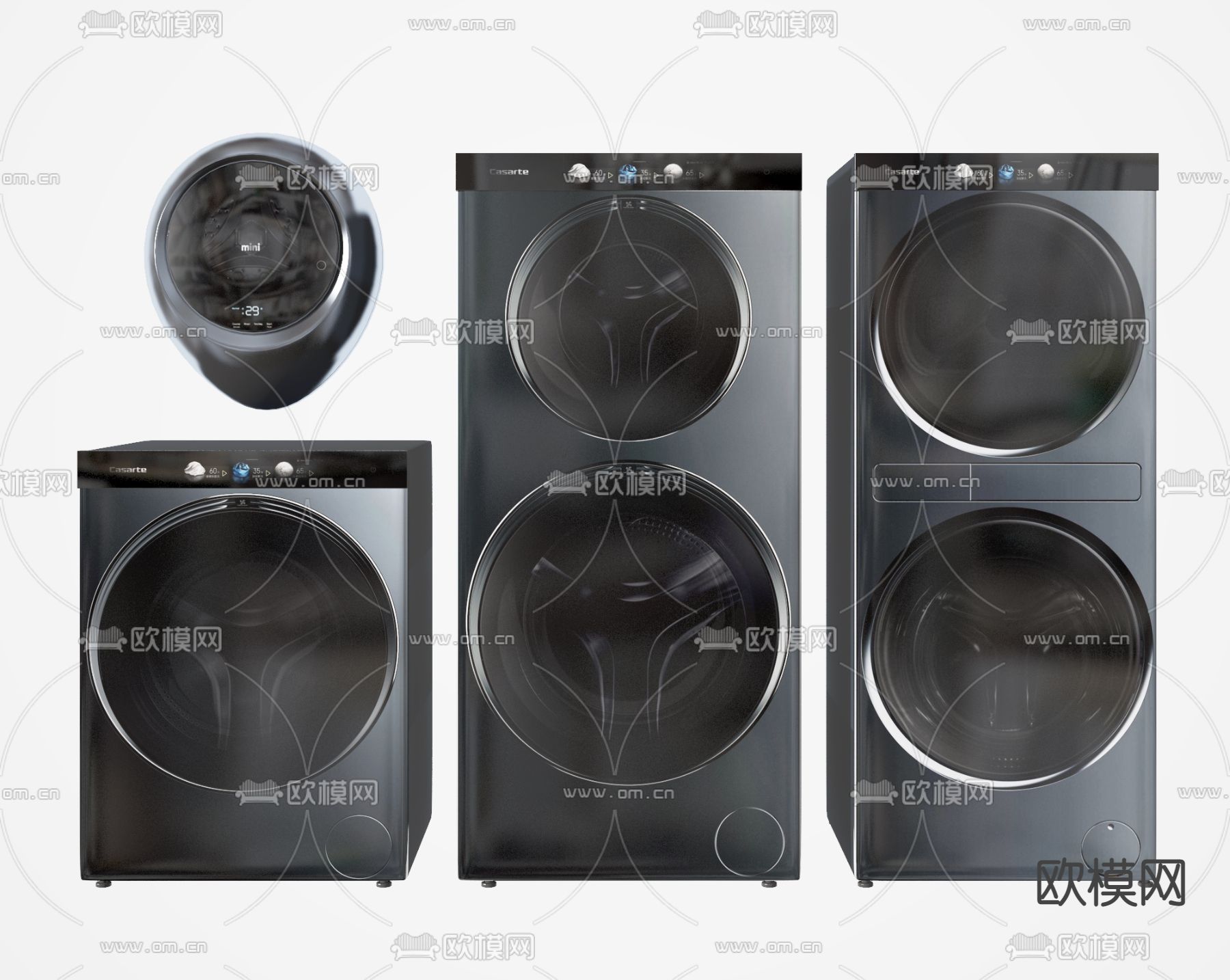 现代洗烘一体机滚筒洗衣机3d模型