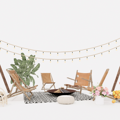  现代露营设备su模型 