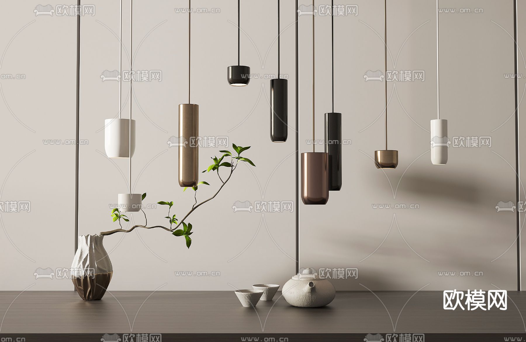 现代轻奢金属吊灯3d模型下载