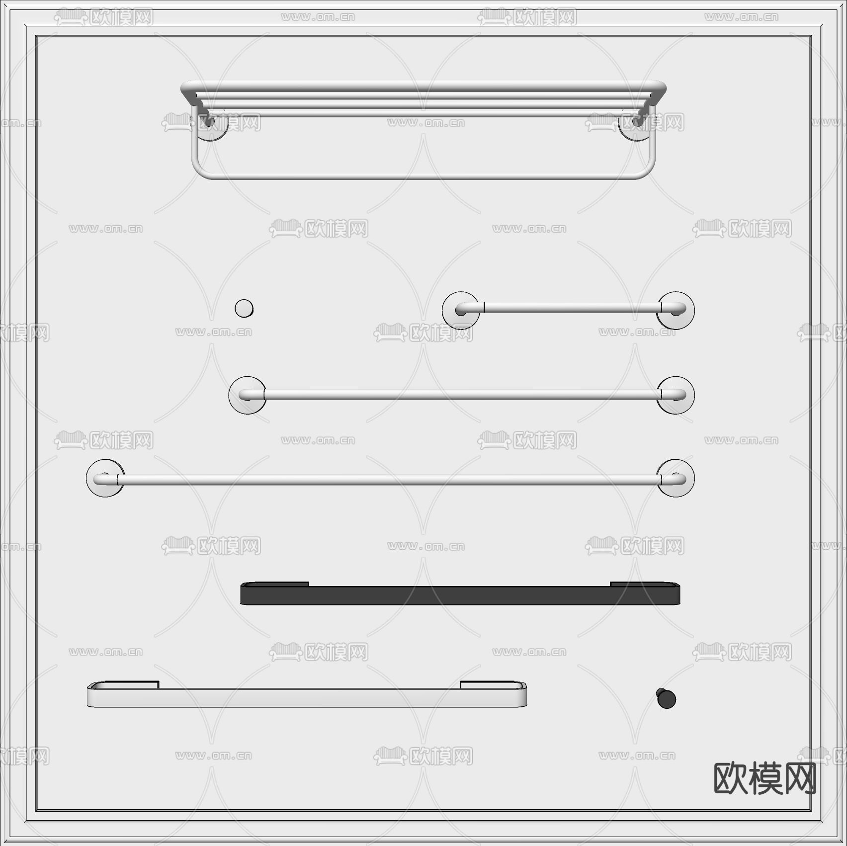 现代毛巾杆su模型