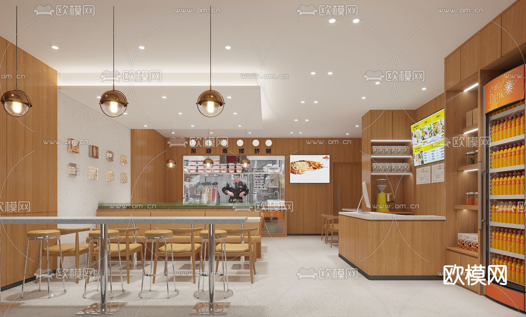 现代面馆3d模型下载（渲染图1）