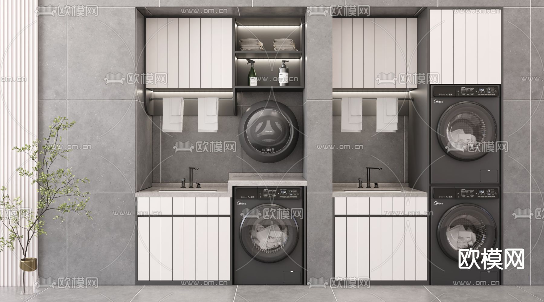 现代洗衣机柜浴室柜3d模型下载