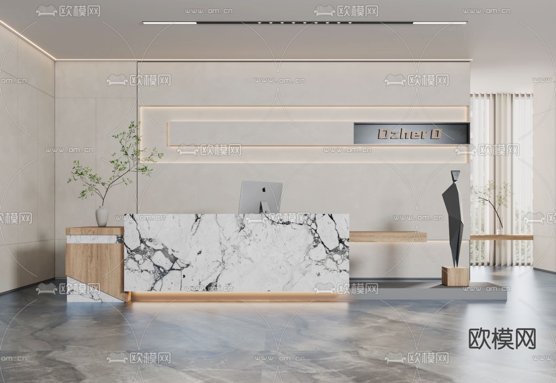 现代前台接待台3d模型