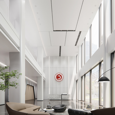  现代办公大堂su模型 