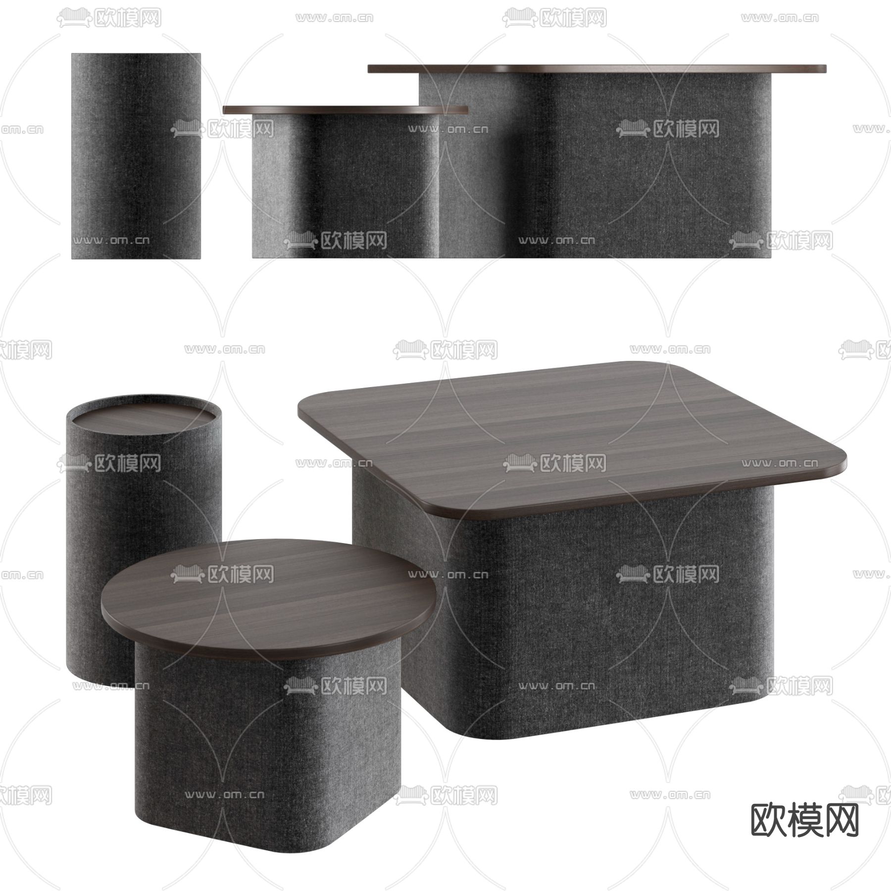 现代实木茶几3d模型下载