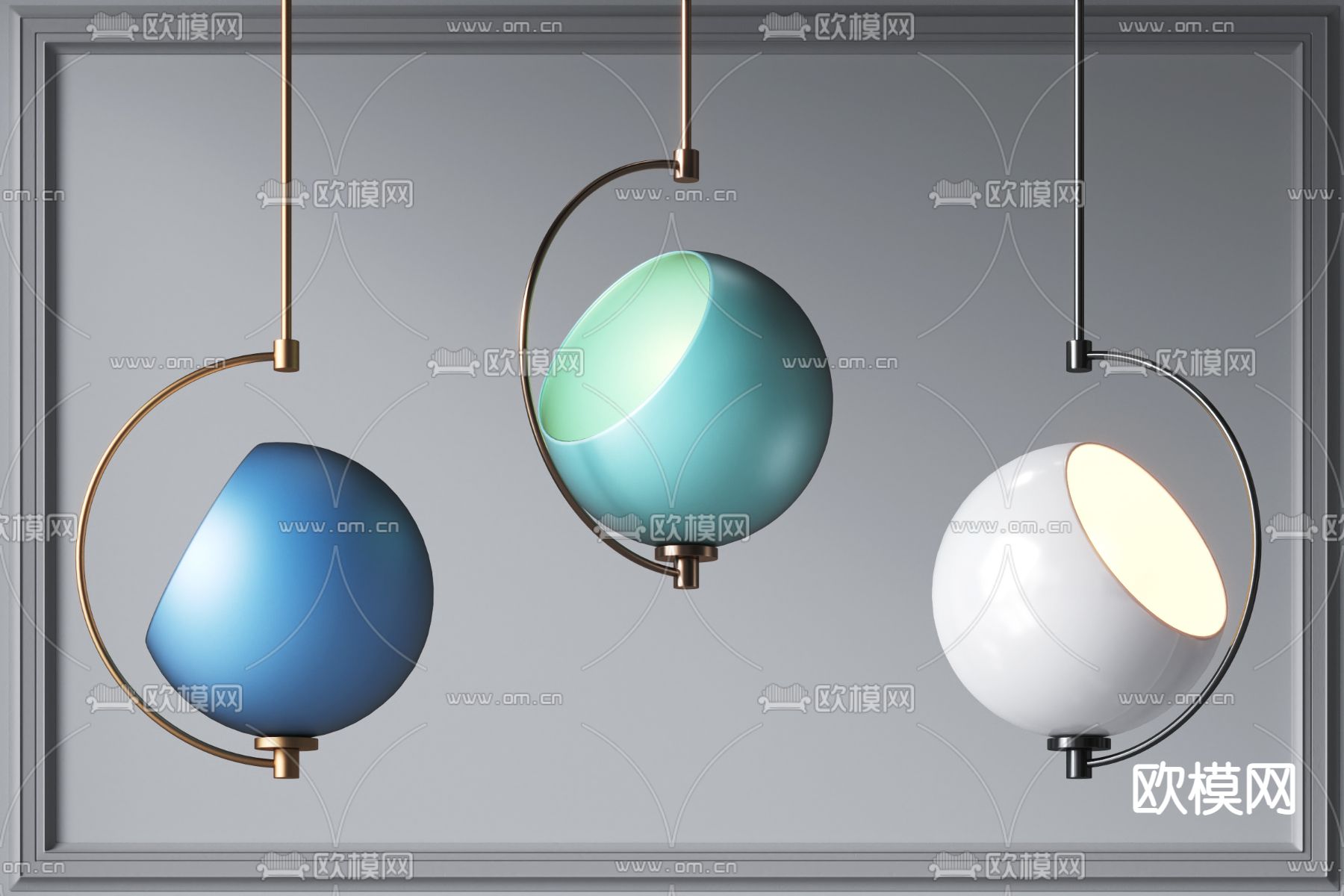 现代时尚吊灯su模型下载（渲染图1）