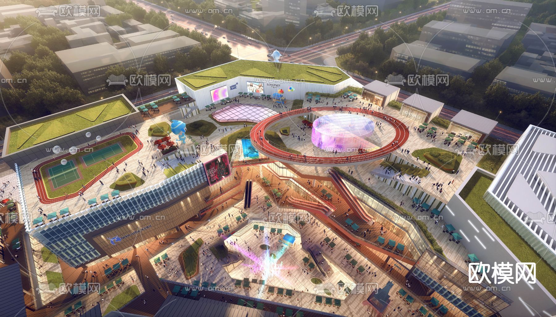 现代商场鸟瞰su模型下载（渲染图1）