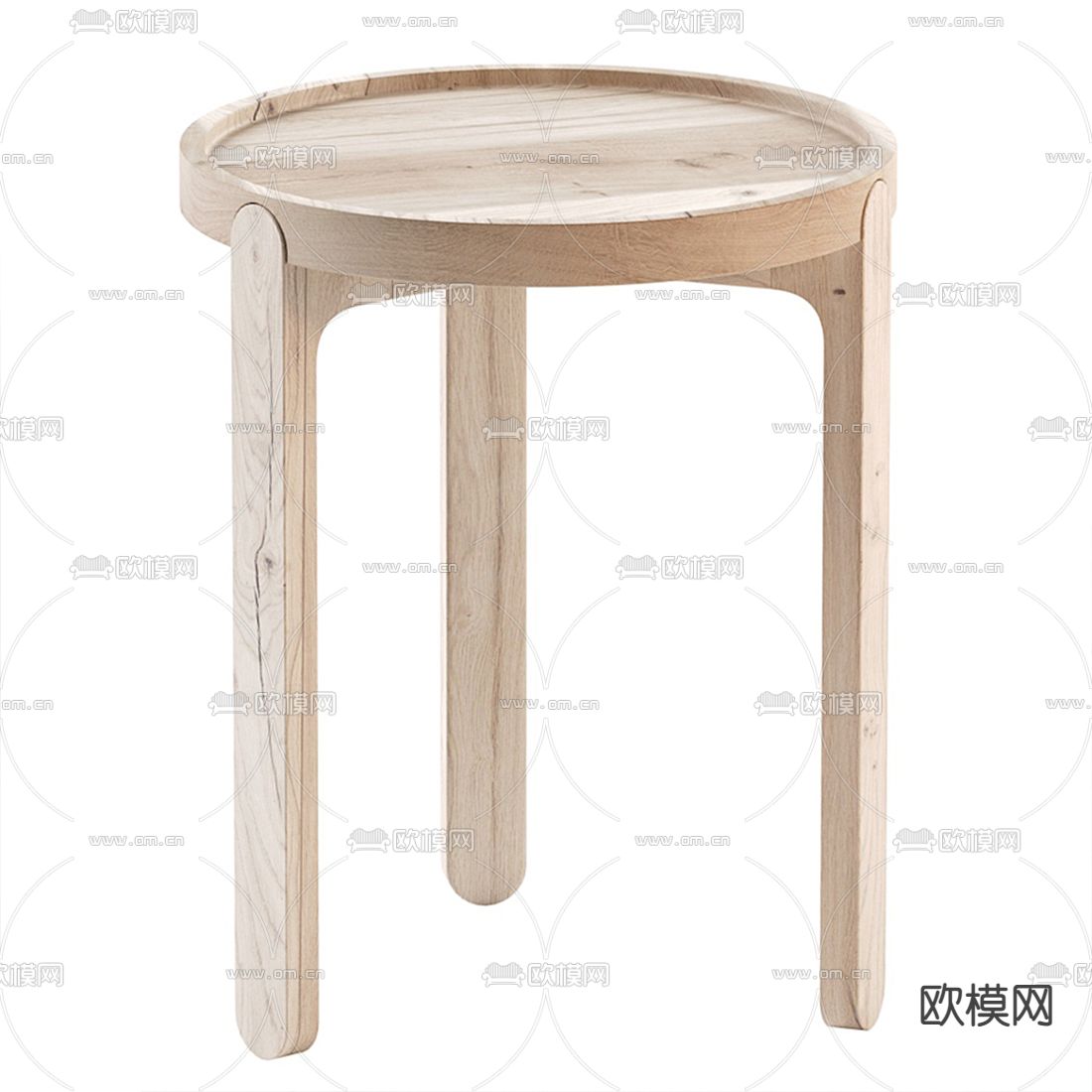 现代实木圆凳凳子3d模型下载（渲染图1）