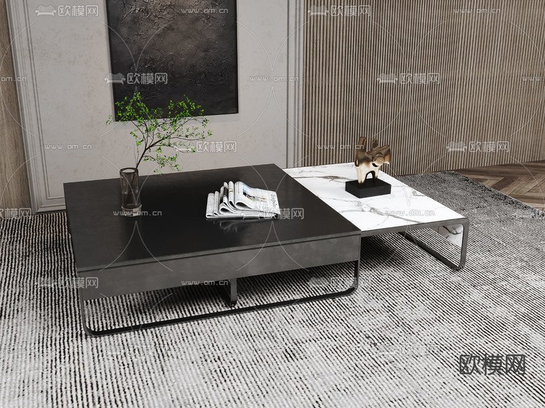 现代茶几3d模型下载(渲染图2)