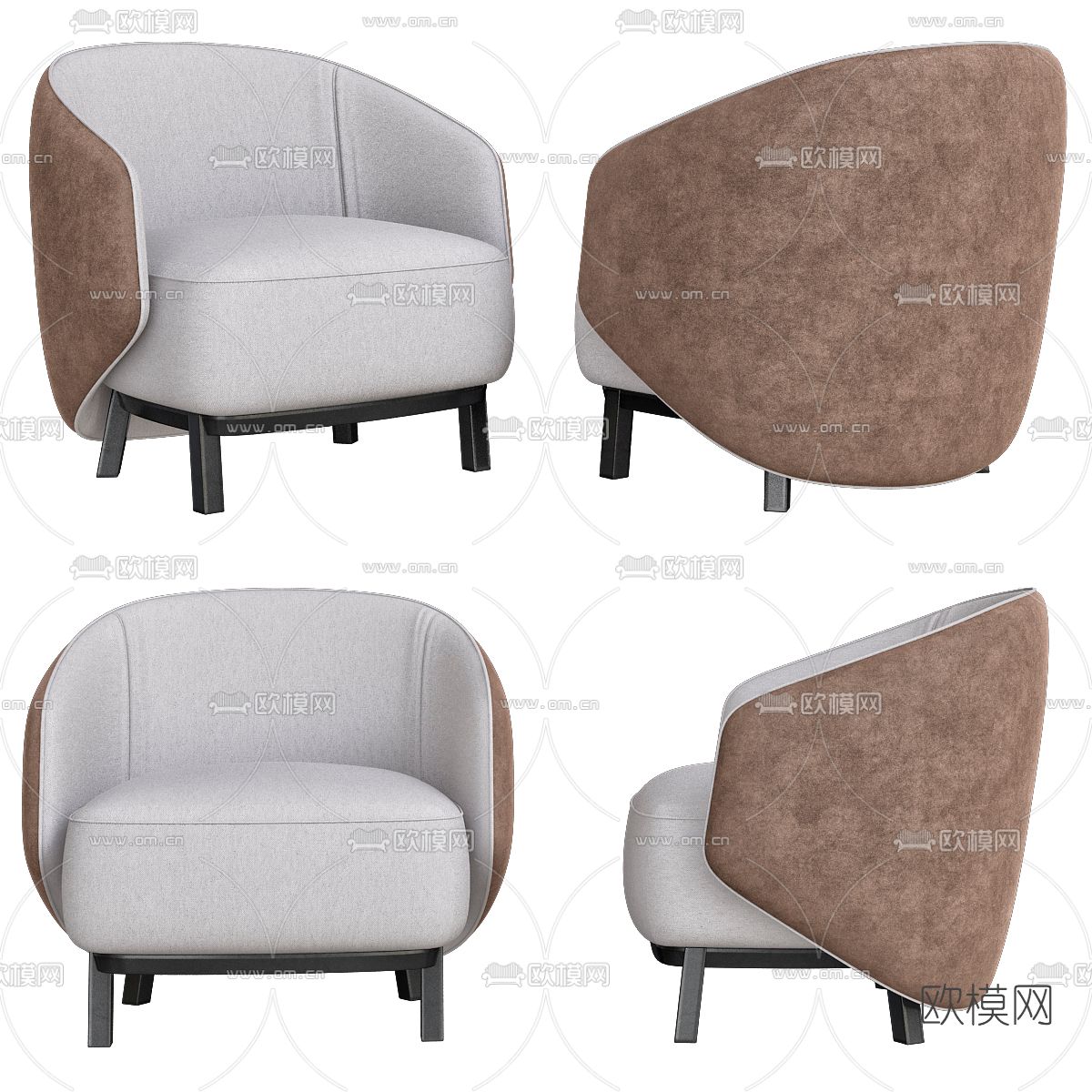 现代布艺单人沙发3d模型下载（渲染图1）