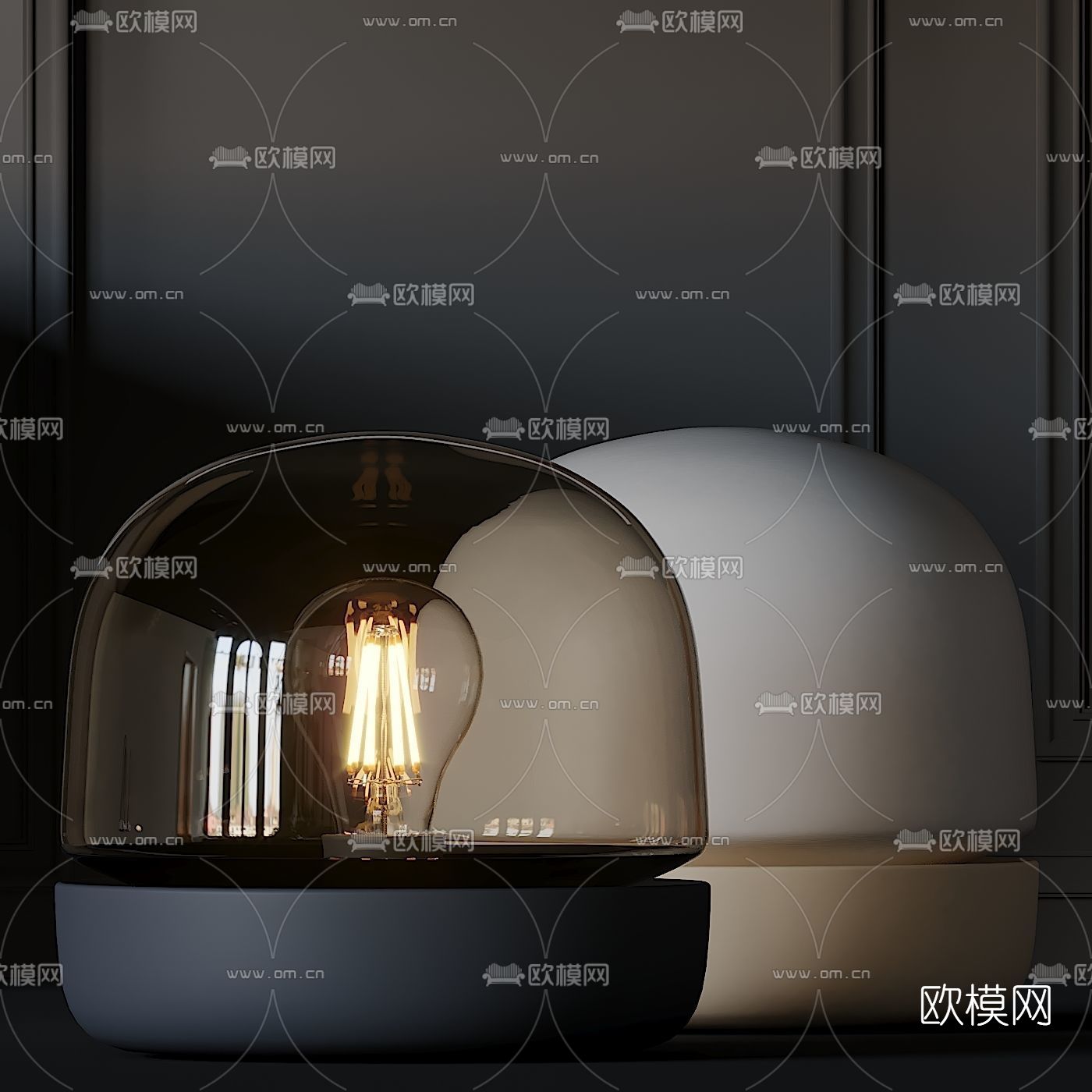 现代创意圆球台灯3d模型