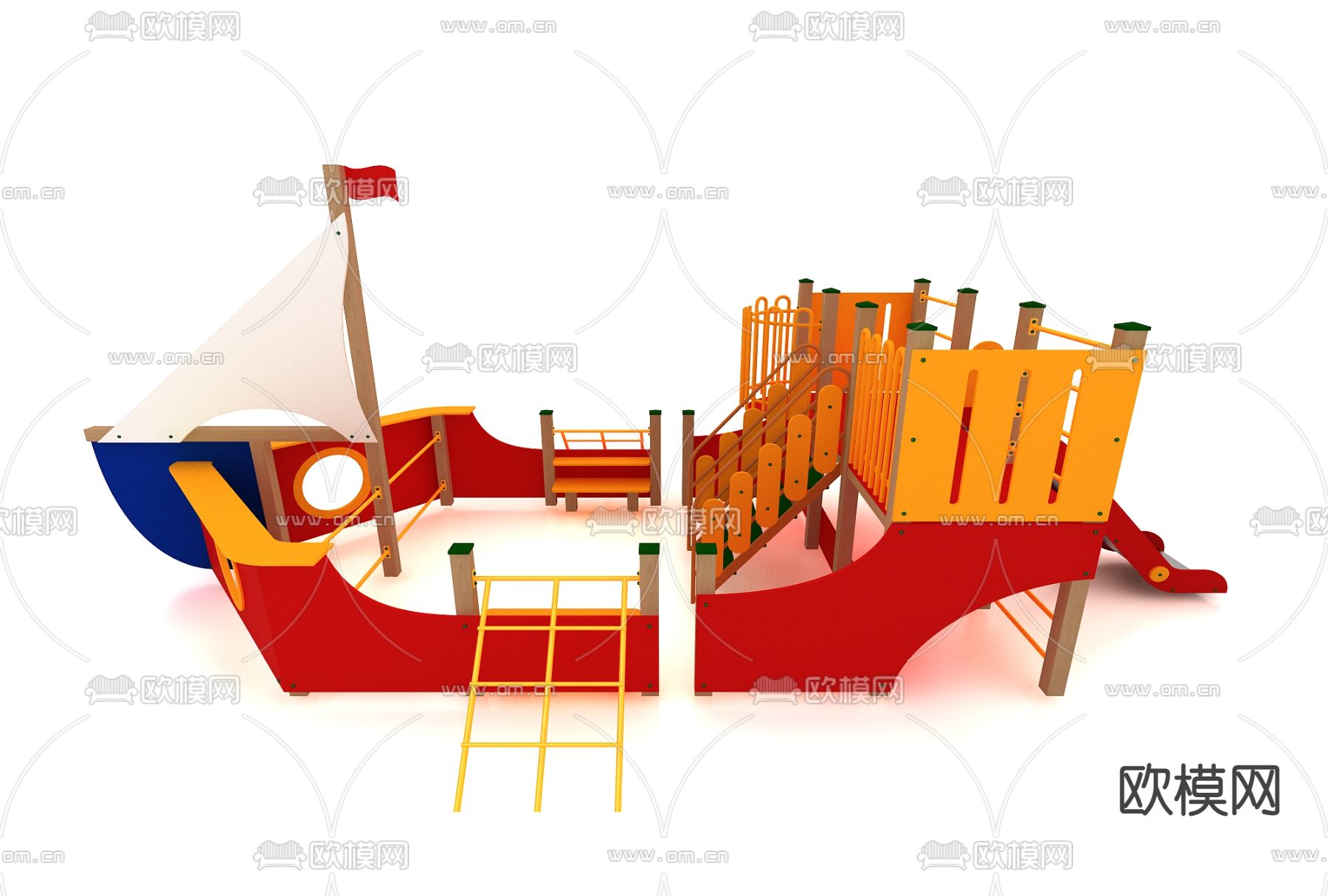 现代儿童游乐设备3d模型下载