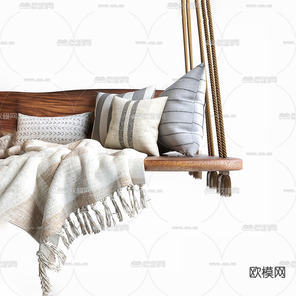 新中式吊椅秋千3d模型下载（渲染图3）