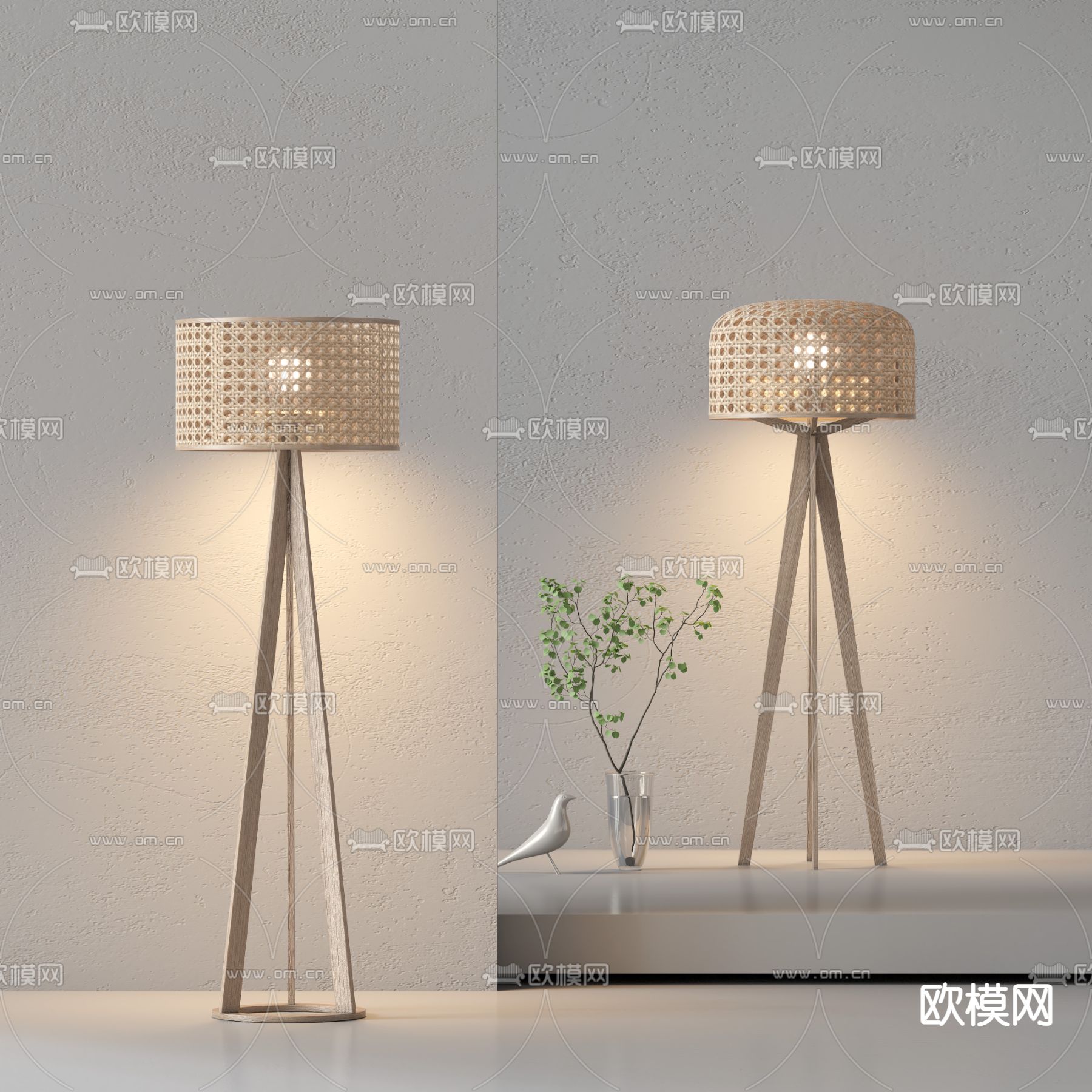 侘寂风落地灯su模型下载（渲染图1）