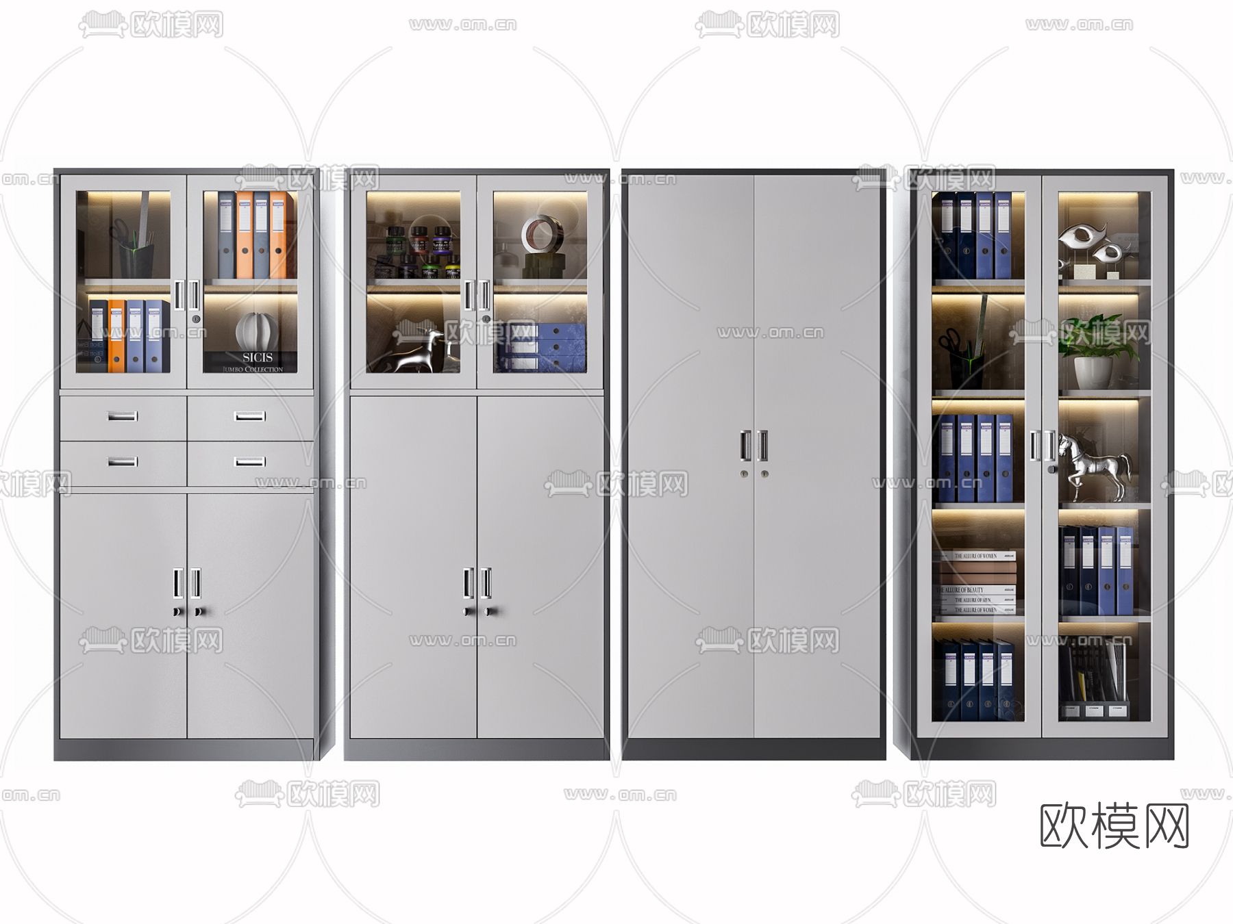 现代办公文件柜3d模型下载（渲染图3）