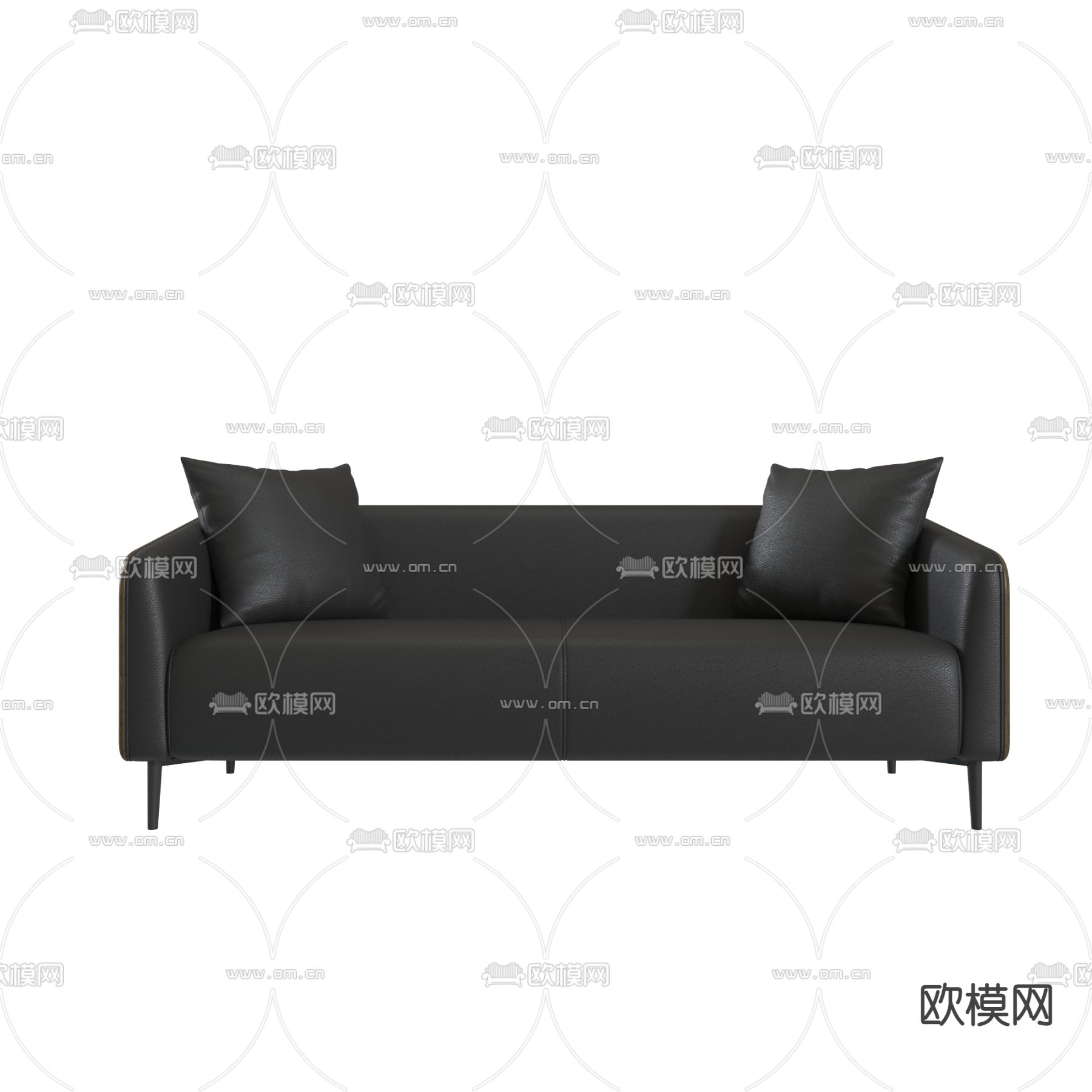 现代皮革双人沙发3d模型下载（渲染图2）