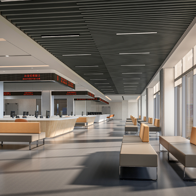  现代办事大厅su模型 