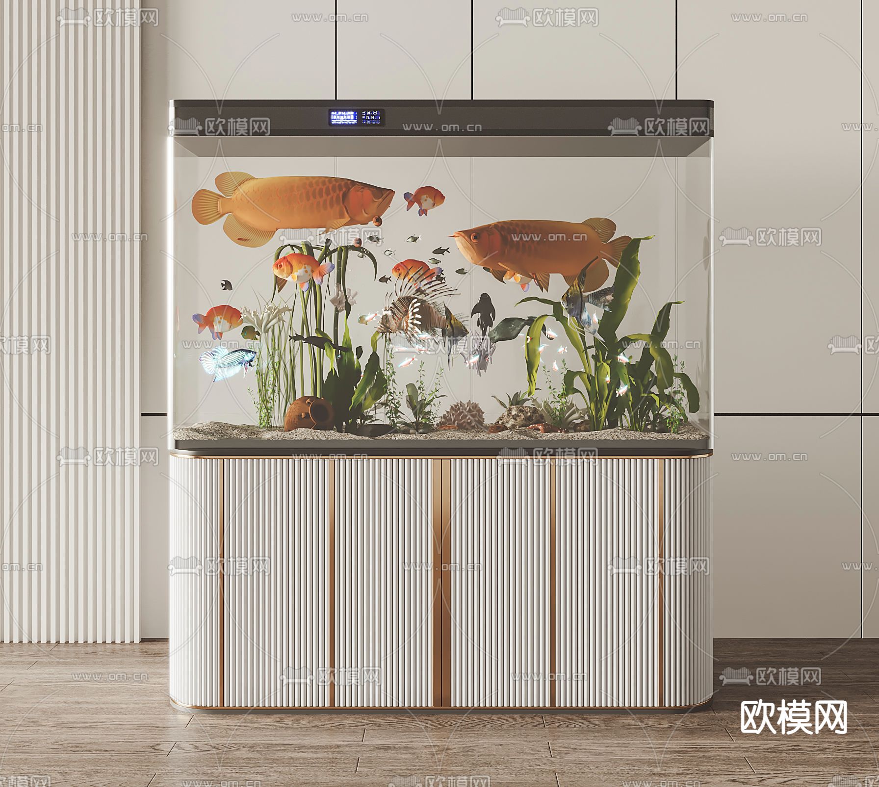 现代鱼缸水族箱3d模型下载