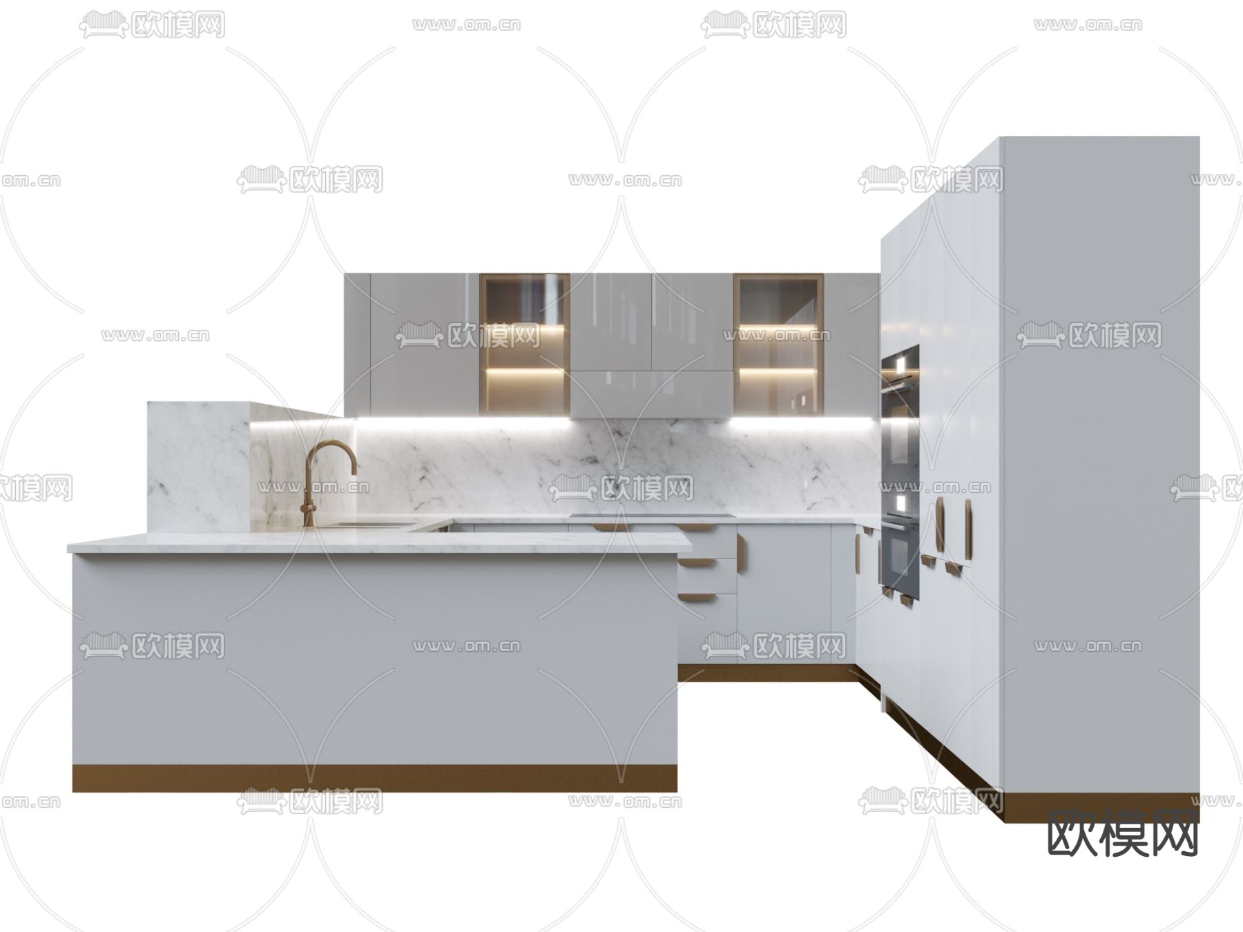 现代厨房橱柜3d模型下载