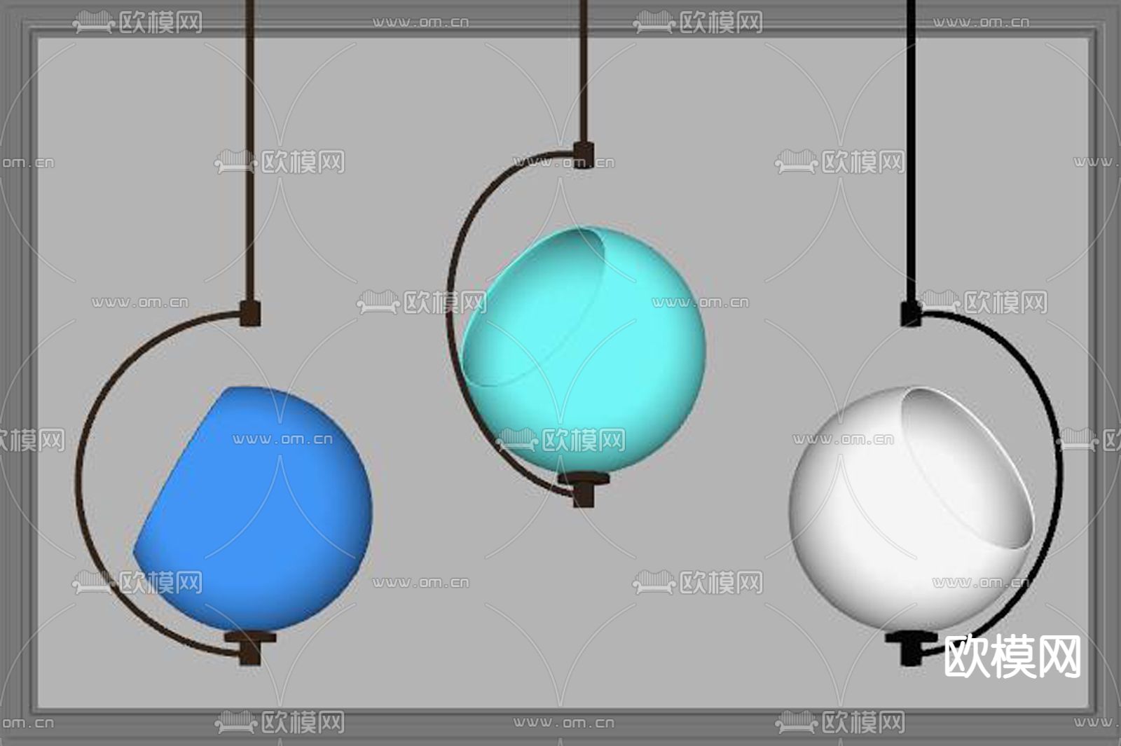现代时尚吊灯su模型下载（渲染图2）
