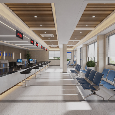  现代办事大厅su模型 