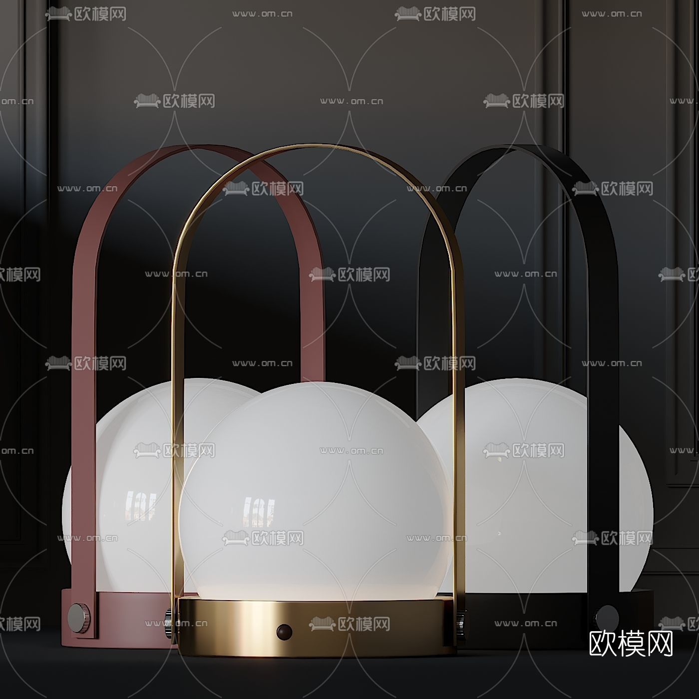 现代创意圆球台灯3d模型