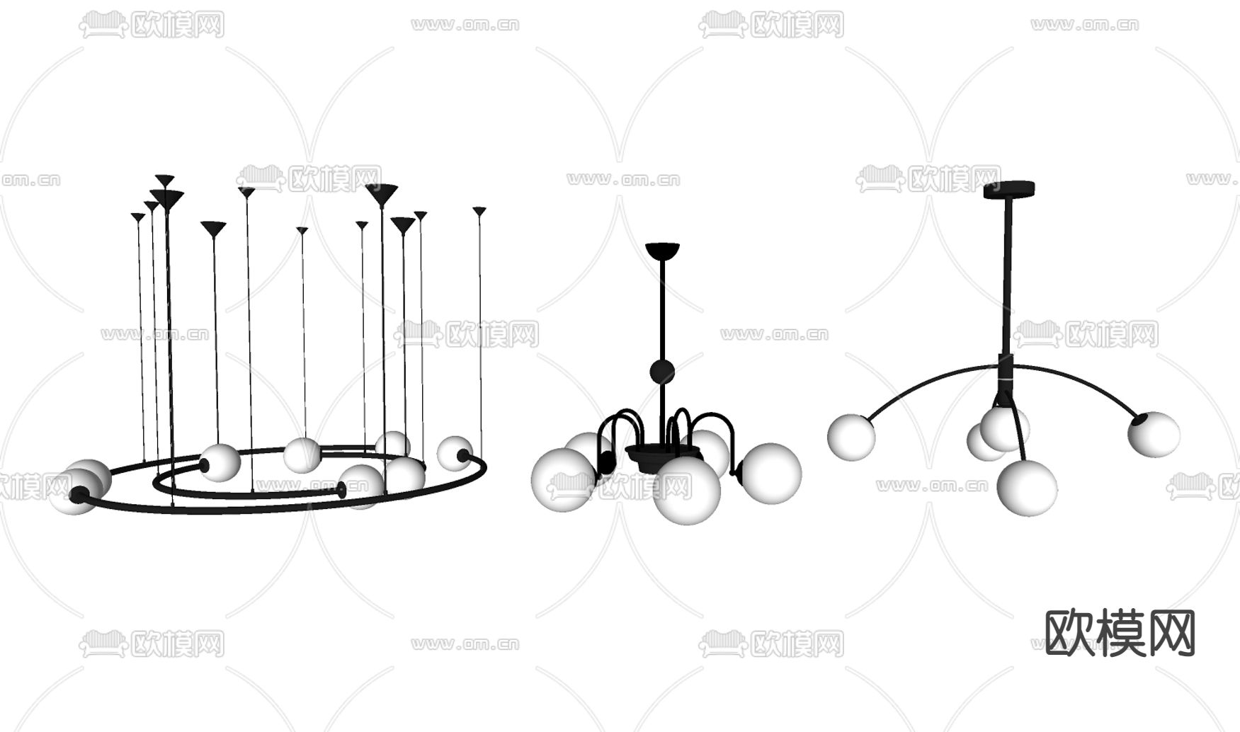 北欧球形吊灯su模型下载（渲染图2）