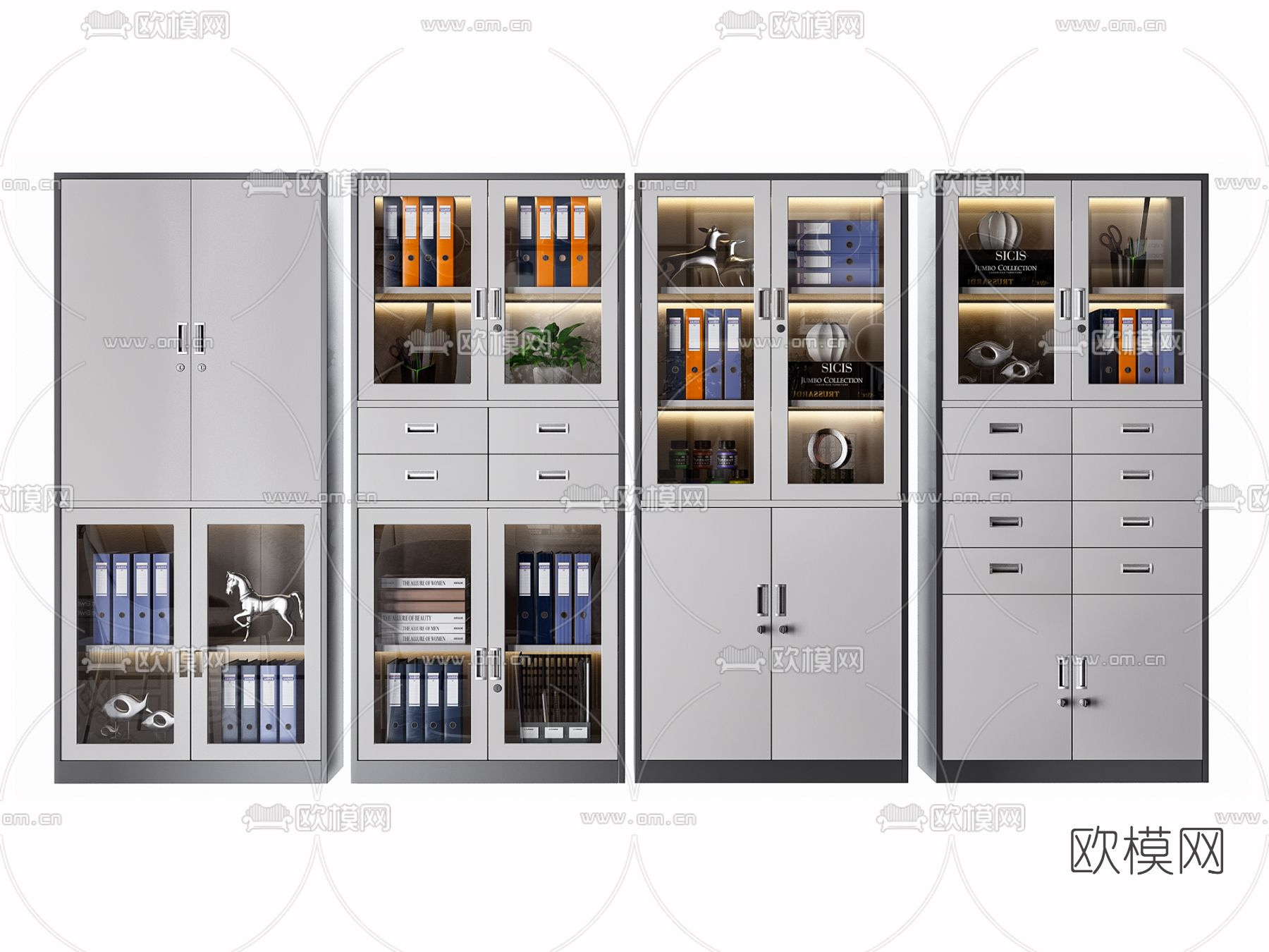 现代办公文件柜3d模型下载（渲染图2）