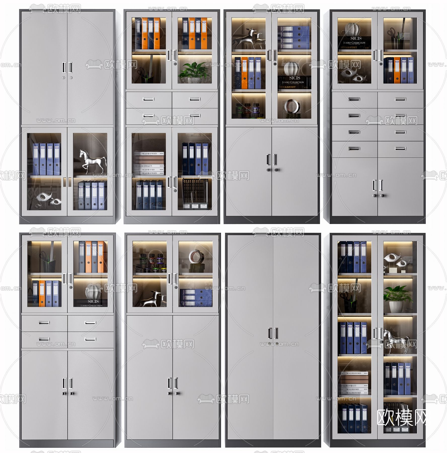 现代办公文件柜3d模型下载（渲染图1）