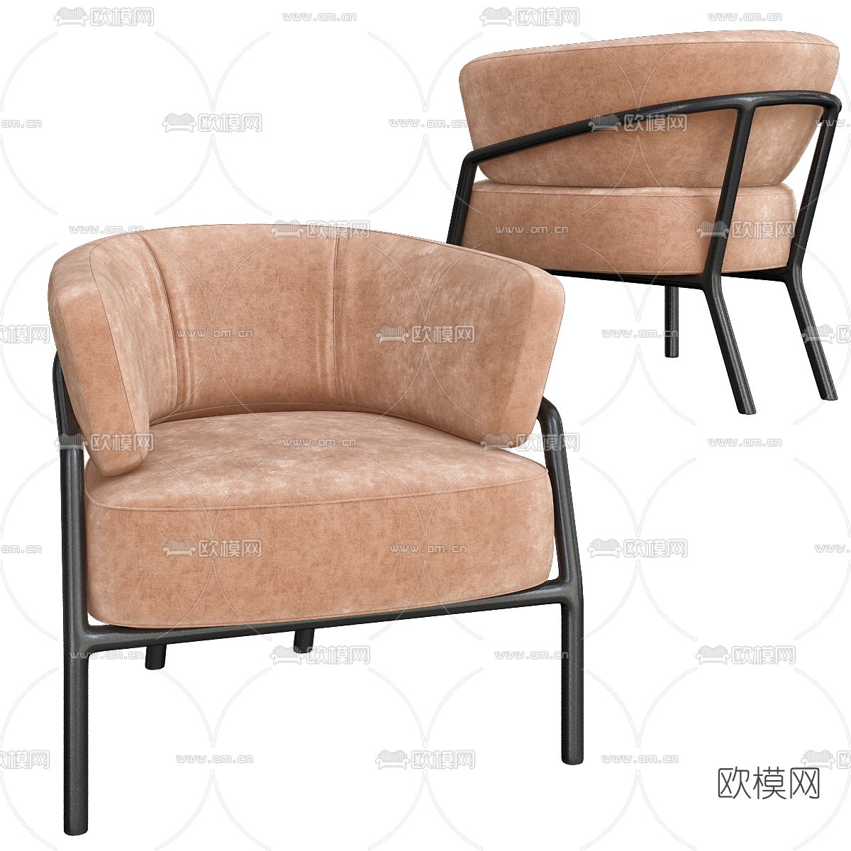 现代布艺单人沙发3d模型下载