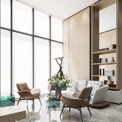  现代售楼处洽谈区su模型 