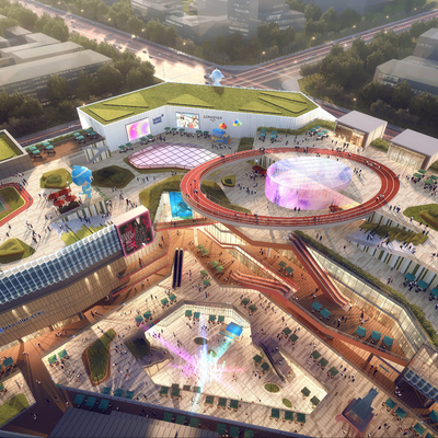  现代商场鸟瞰su模型 