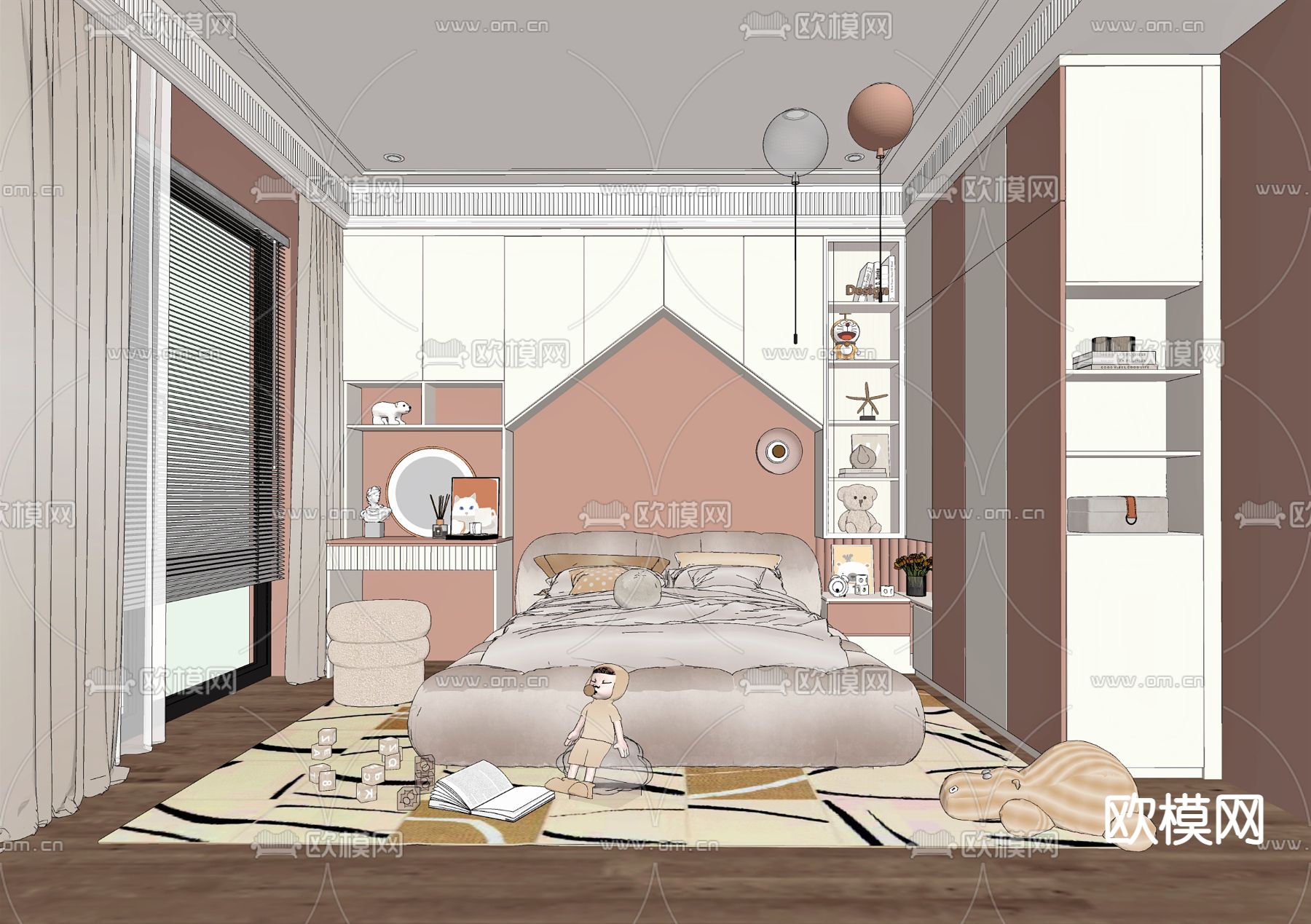 现代卧室su模型下载_ID：11933719_sketchup模型下载-欧模网