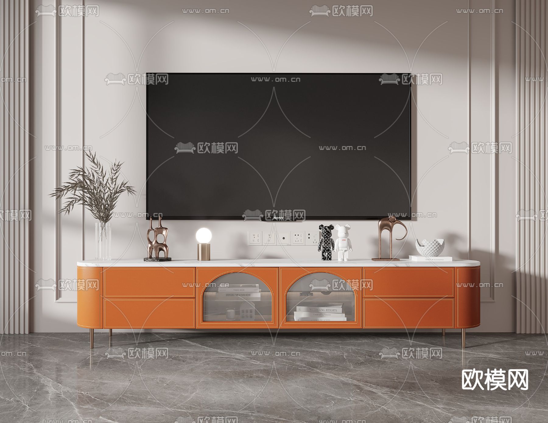 现代轻奢电视柜3d模型下载