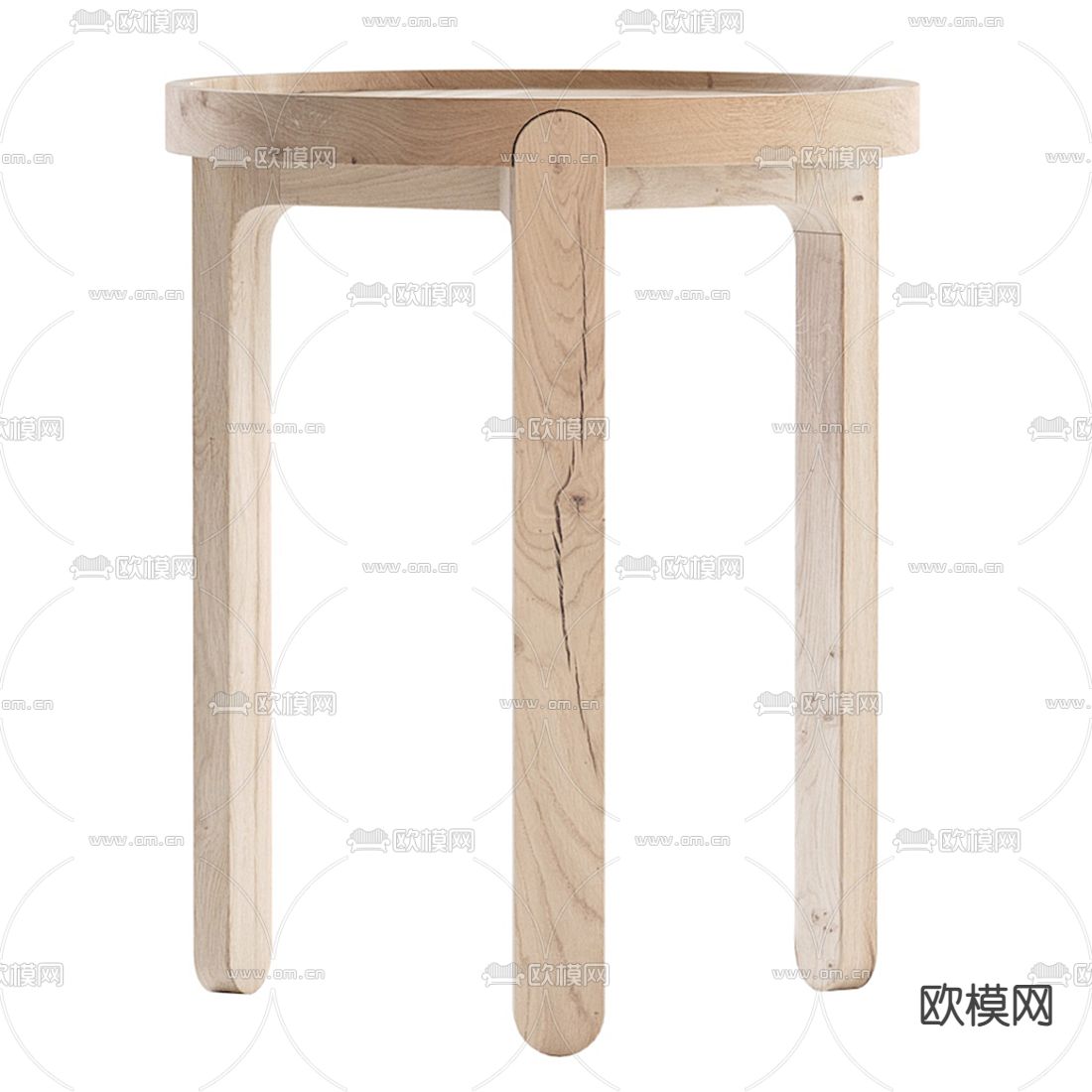 现代实木圆凳凳子3d模型下载（渲染图3）