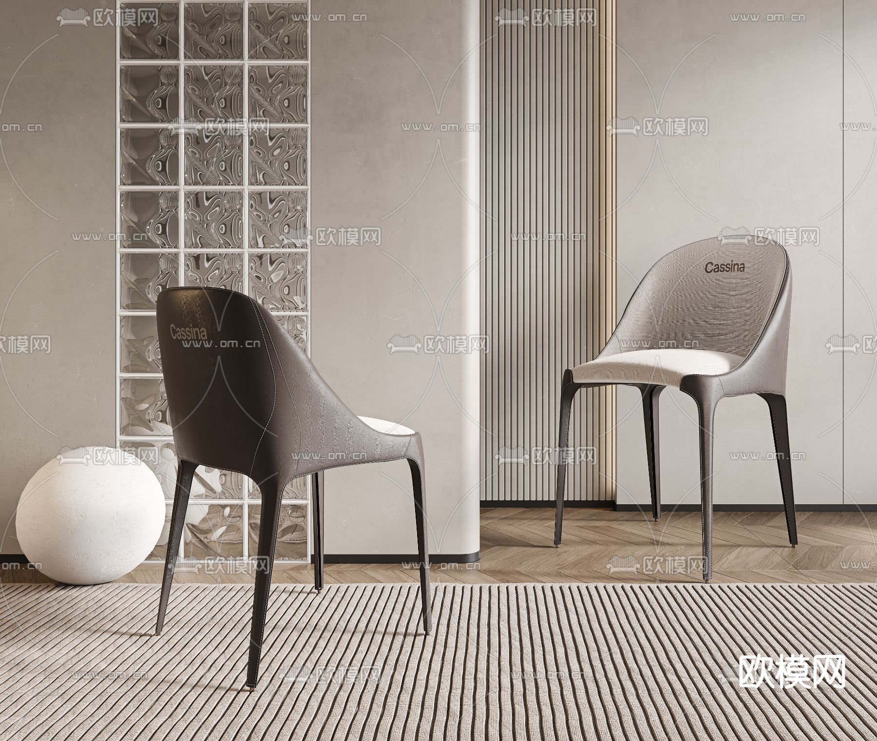 Cassina 单椅餐椅3d模型下载（渲染图1）