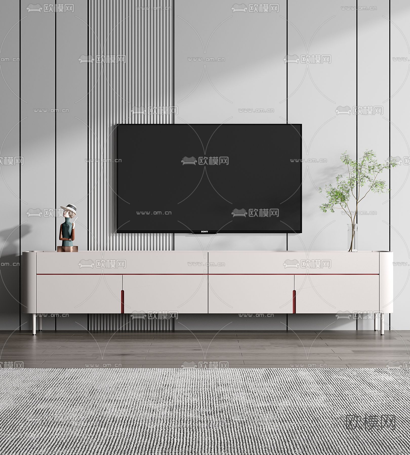 现代电视柜3d模型下载