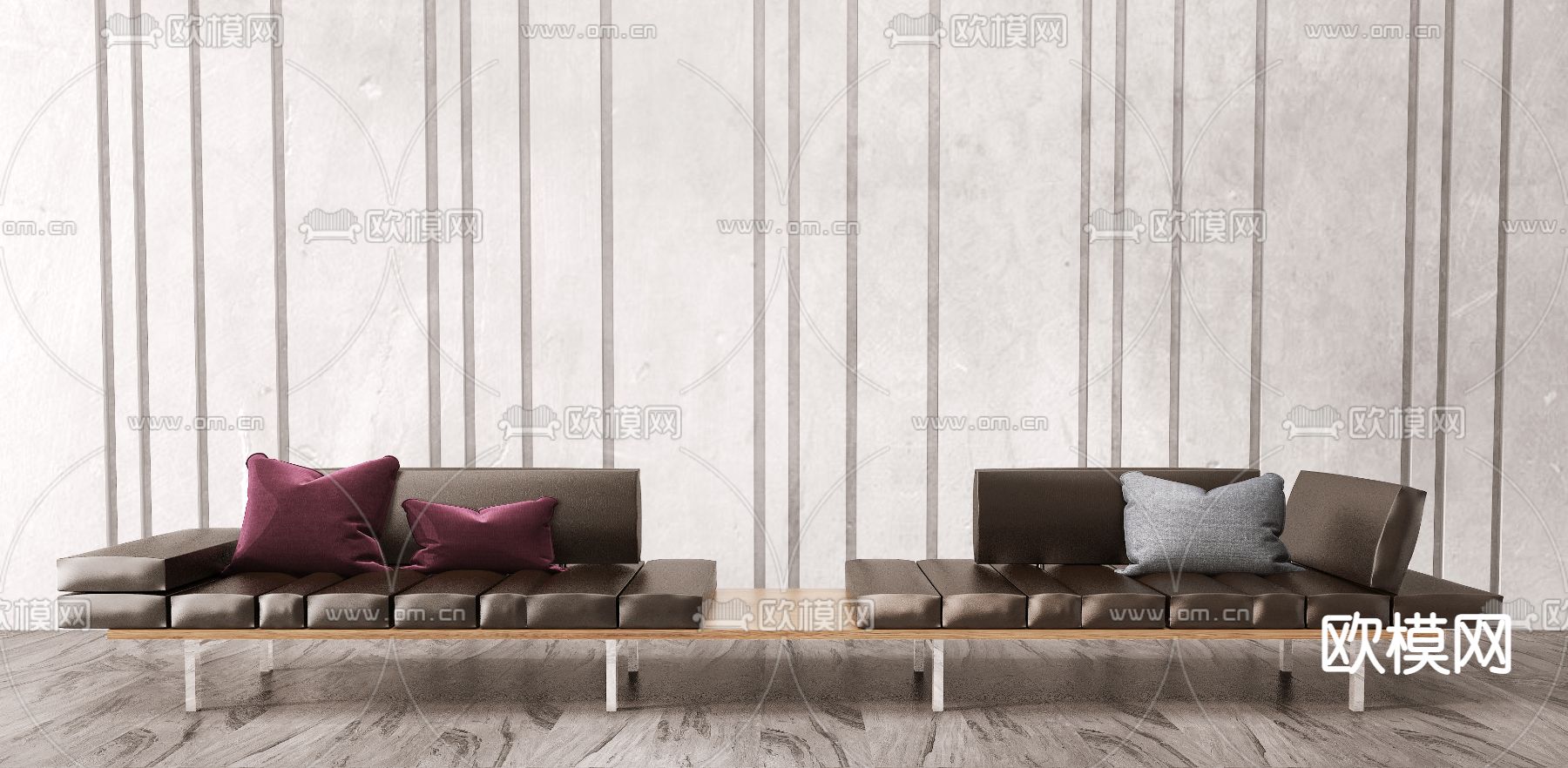 现代皮革休闲沙发3d模型下载