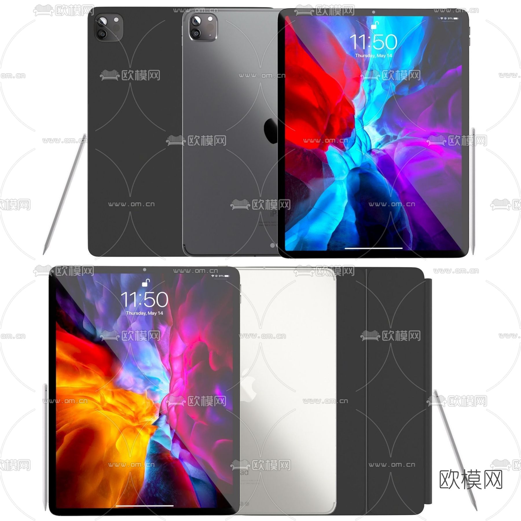 现代苹果平板电脑3d模型下载（渲染图1）