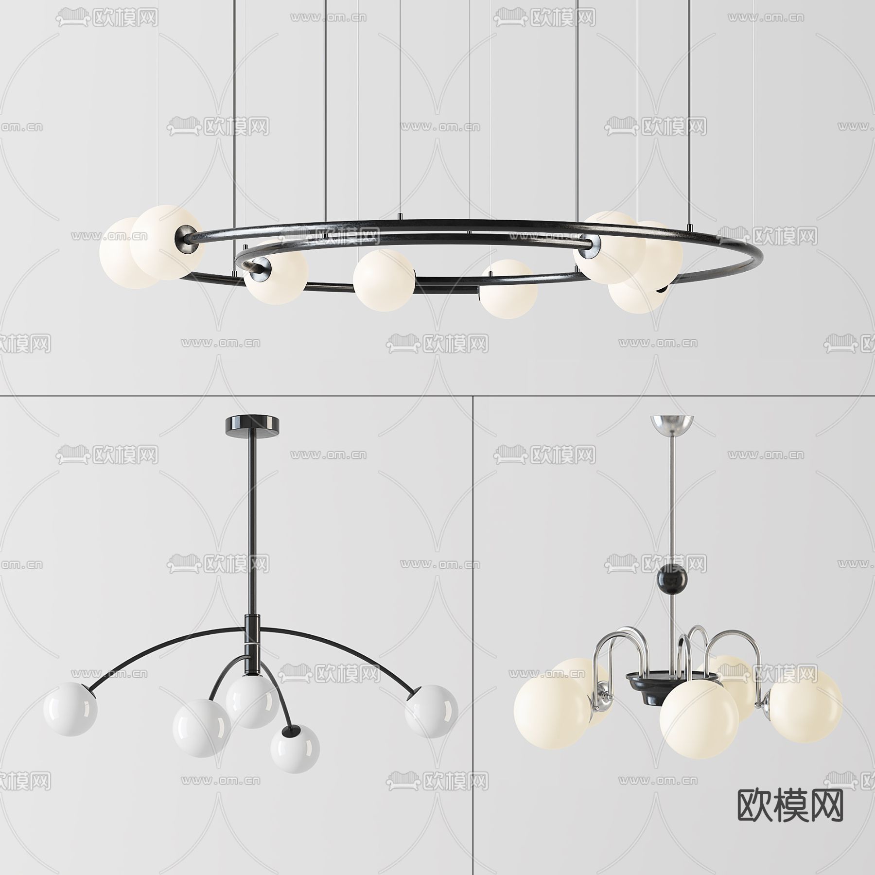 北欧球形吊灯su模型下载（渲染图1）