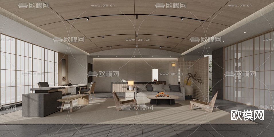 侘寂民宿会所3d模型下载(渲染图1)