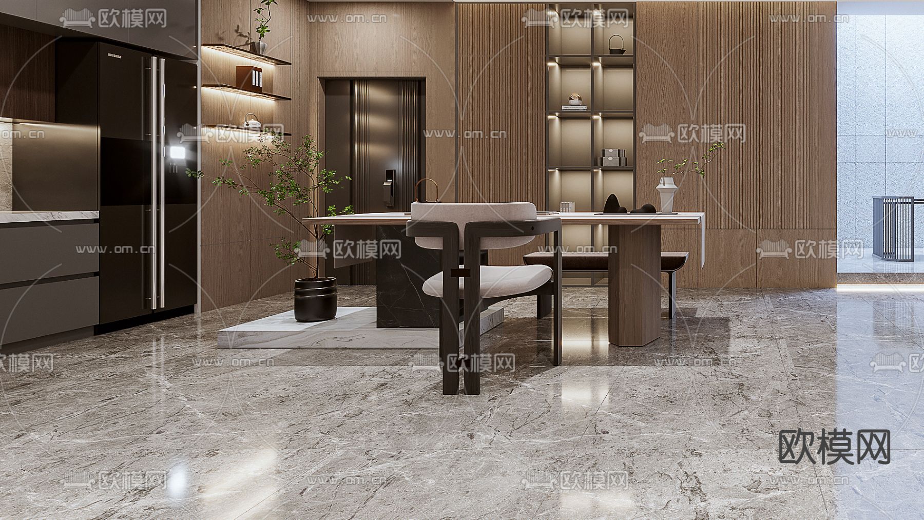 现代地下室茶室3d模型下载（渲染图2）